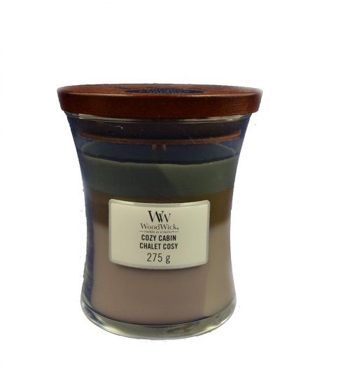Woodwick Cozy Cabin Trilogy Medium Candle dišeča sveča, 275 g mimovrste=)