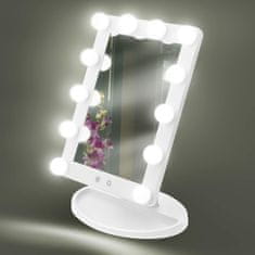 Bezdoteku Kozmetični ogledalo HOLYWOOD z LED žarnice belo