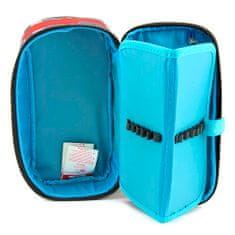 Target Šolska škatla za svinčnike brez refill, Kompakten Geo, z ravnilom, česasto, rdeče-modro-sivo