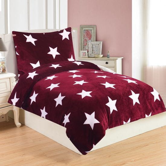 Jahu posteljnina Stars, mikropliš, 70x90/140x200 cm, vinska