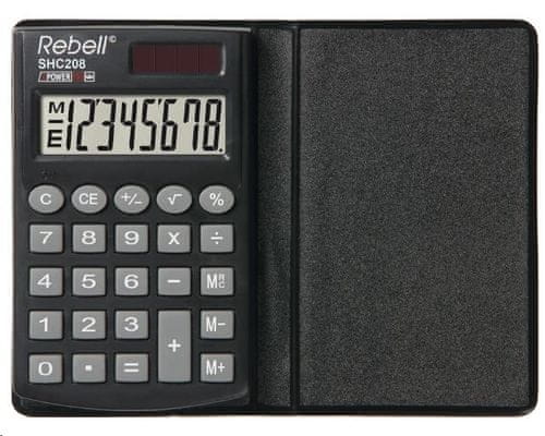 Namizni kalkulator Rebell SHC208, solarni, MU, izračun davka, zaokroževanje, izbirnik decimalnih mest