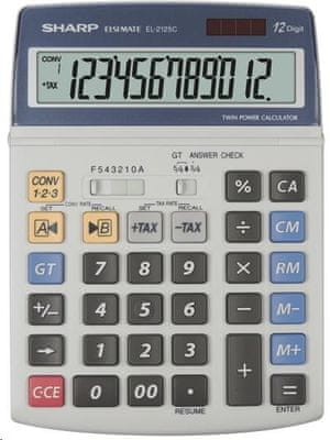 Sharp EL2125C namizni kalkulator, izračun davka, pretvornik valut