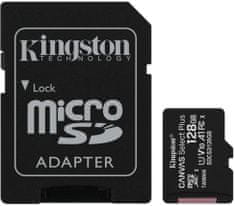 Kingston Canvas Select Plus Micro pomnilniška kartica microSDXC, 128 GB, 100 MB/s, C10, UHS-I, adapter
