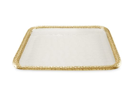 Julia Knight Kvadratni pladenj za serviranje FLORENTINE GOLD, kremasto bel 38 x 38 cm
