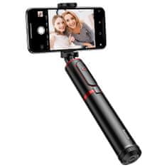 BASEUS Selfie STAR PRO selfie palica, zložljiva +Bluetooth daljinski upravljalnik, črno rdeč (SUDYZP-D19)