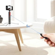 BASEUS Selfie STAR PRO selfie palica, zložljiva +Bluetooth daljinski upravljalnik, črno rdeč (SUDYZP-D19)