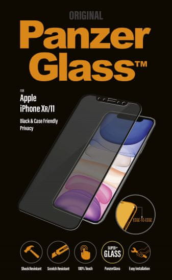 PanzerGlass Privacy zaščitno steklo za iPhone Xr/11, Edge-to-Edge, črno