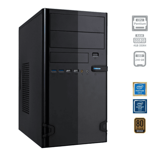 PCplus namizni računalnik Family G5400/4GB/SSD240GB/FreeDOS (138773)