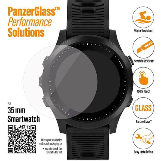 PanzerGlass zaščitno steklo SmartWatch za različne vrste pametnih ur, prozorno, 35 mm (3605)