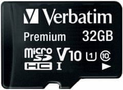 Verbatim microSD kartica, 32 GB, HC Class 10, z adapterjem