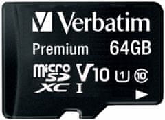 Verbatim microSD kartica, 64 GB, HC Class 10, z adapterjem