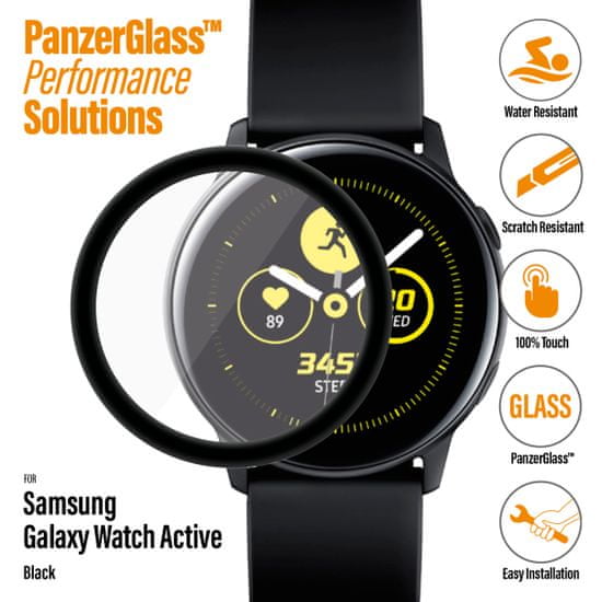 PanzerGlass zaščitno steklo za pametno uro SmartWatch za Samsung Galaxy Watch Active, črna (7204)