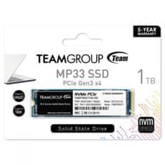 TeamGroup MP33 SSD disk, 1 TB, M.2, PCIe 3.0 x4, NVMe 1.3, 3D NAND