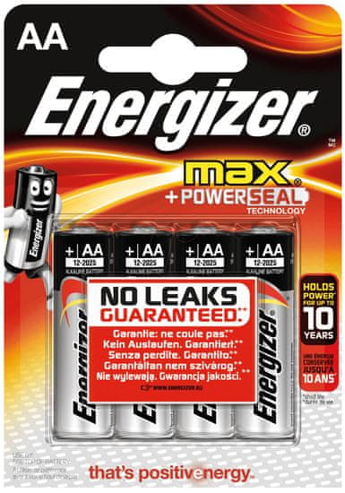 Energizer Max alkalna baterija AA (LR6), 4 kosi