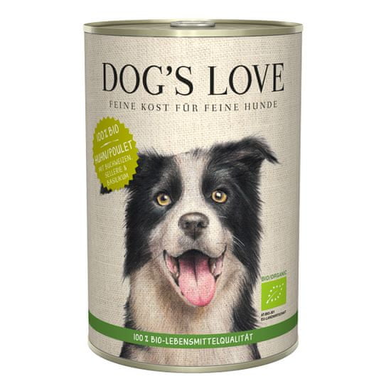 Dog's Love 100 % BIO Organic konzerva za pse, piščanec, 400 g