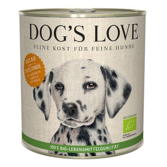 Dog's Love 100 % BIO Organic konzerva za pse, puran, 800 g