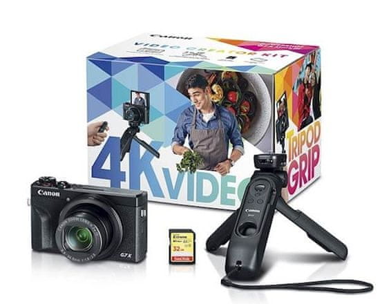 Canon G7X III Vlogger Kit digitalni fotoaparat + stojalo + SD (64 GB) - Odprta embalaža