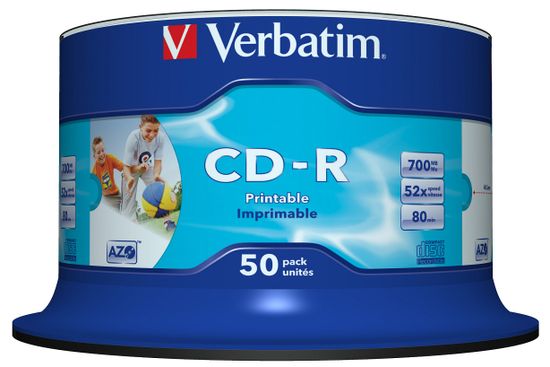 Verbatim CD-R medij 700 MB Wide Inkjet Printable (43438), 50 na osi