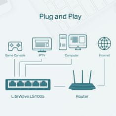 TP-Link LS1005 mrežno stikalo, 5 priključkov