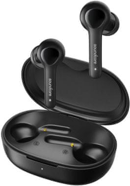 visokokakovostne in moderne slušalke Bluetooth 5.0 anker soundcore življenjska opomba voznikov iz grafenov vrhunski zvok bassup bas boost vgrajena baterija 4 prostoročni mikrofoni s hrupom prekličejo polnilno elegantno torbico za do 40h delovanje slušalk hitro polnjenje 10 min vodotesne 