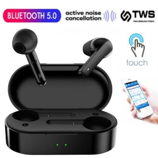 QCY QCY T3 TWS, Bluetooth 5.0 brezžične slušalke s polnilno enoto, črne - Odprta embalaža