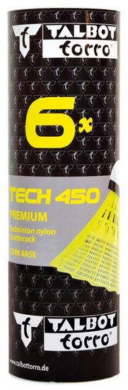 Talbot Torro Tech 450 Medium žogice za badminton, najlon, rumene, 6 kosov