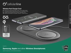 CellularLine Dual brezžični polnilec + adapter, 10 W + 10 W