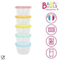 Badabulle sklede s pokrovi MAXI FUN COLORS 250ml sada 5ks