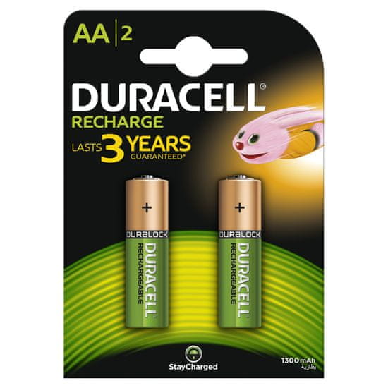 Duracell polnilna baterija 1300 mAh, AA, 2 kosa
