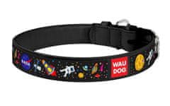 WAUDOG Usnjena ovratnica z NASA vzorcem črna 19-25 cm, širina: 9 mm Črna
