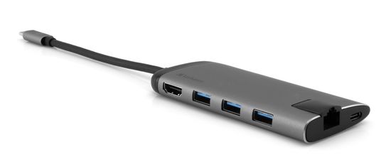 Verbatim priklopna postaja iz USB-C na 3x USB 3.0, USB-C, HDMI 4K, Gigabit Ethernet,SD/microSD