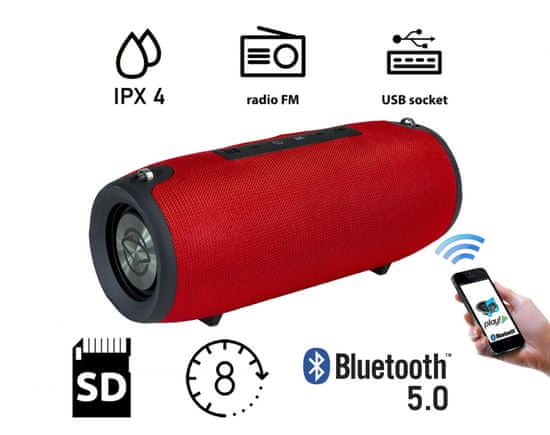 Manta SPK15GO Bluetooth zvočnik, IPX4, 20 W, rdeč