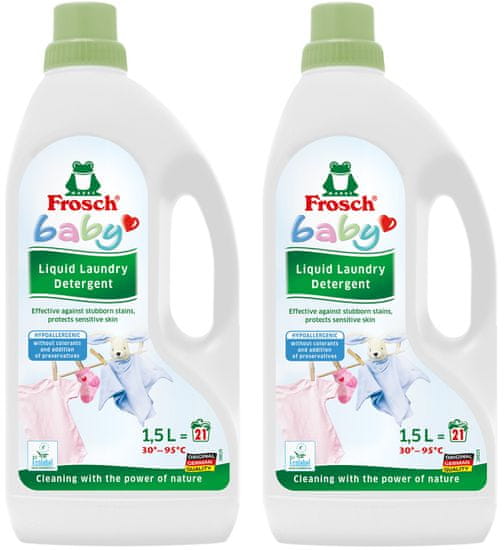 Frosch gel za pranje perila za otroška oblačila, eko, hipoalergeni, 2x 1,5 l