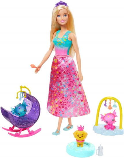 Mattel Barbie Pravljični set s punčko Princeso z dolgim krilom