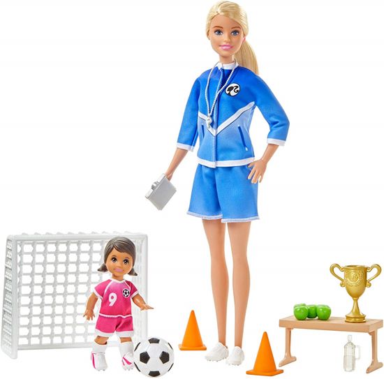 Mattel Barbie trenerka nogometa s punčko in igralen komplet plavolasa trenerka