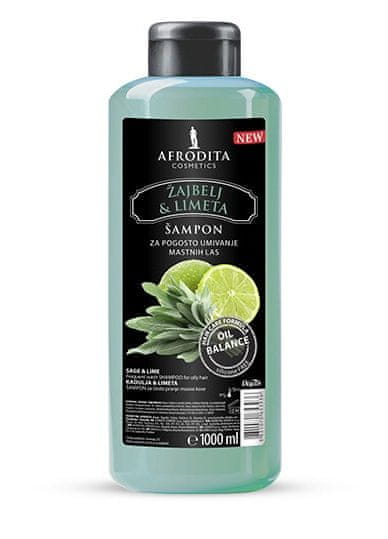 Kozmetika Afrodita šampon za lase, žajbelj & limeta, 1000 ml