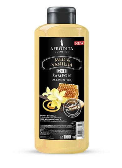 Kozmetika Afrodita šampon za lase in telo, med & vanilija, 1000 ml