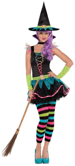 dekliški neonski kostum čarovnice