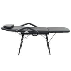 Greatstore Prenosni kozmetični stol iz umetnega usnja 185x78x76 cm črn