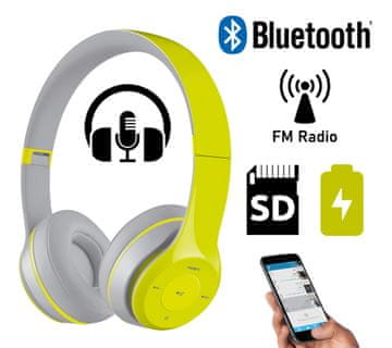 Platinet FH0915B naglavne Bluetooth slušalke, mikrofon, microSD, FM radio, AUX-in, zložljive