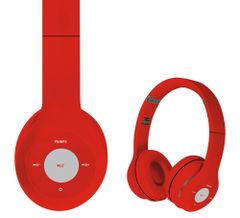 Platinet FH0915B naglavne Bluetooth slušalke, mikrofon, microSD, FM radio, AUX-in, zložljive, rdeča