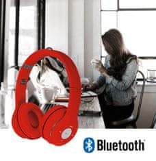 Platinet FH0915B naglavne Bluetooth slušalke, mikrofon, microSD, FM radio, AUX-in, zložljive, rdeča