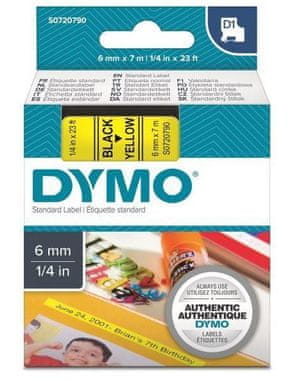 D1, 6mm/7m, črno-rumen (43618)