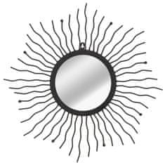 Vidaxl Stensko ogledalo sonce 60 cm črne barve