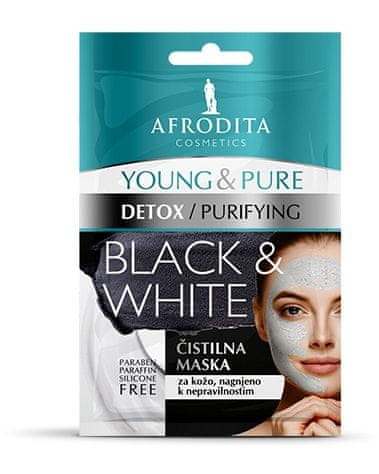 Kozmetika Afrodita Young & Pure Black & White maska za obraz, 2x5 ml