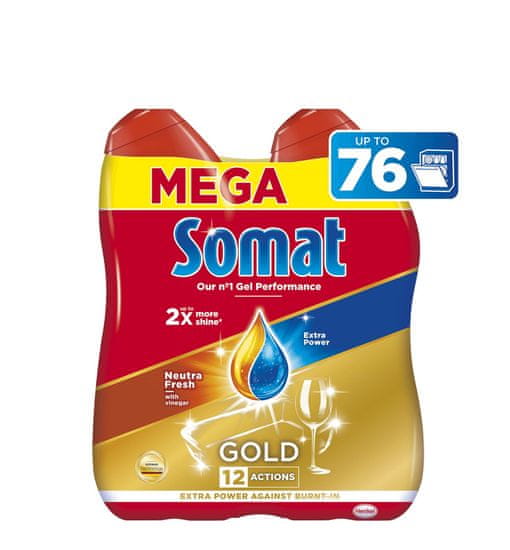 Somat gel za strojno pomivanje posode Gold Gel Neutra Fresh, 2x684 ml