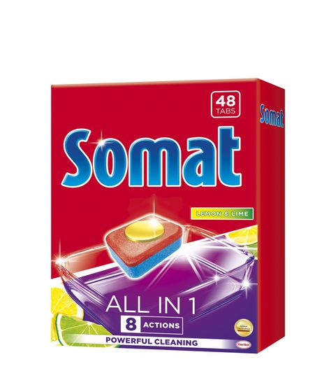 Somat tablete za pomivalni stroj All in 1 Lemon & Lime, 48 kosov
