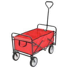 Vidaxl Zložljiv ročni voziček jeklen rdeč