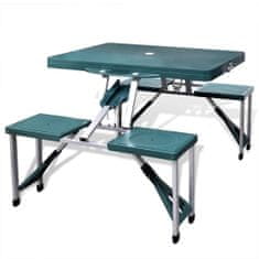 shumee Lahek zelen set za kampiranje zložljiva miza s 4 stolčki