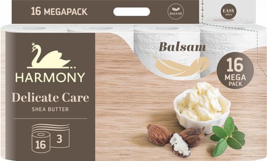 Harmony toaletni papir Delicate Care Shea butter balsam, 16 rolic